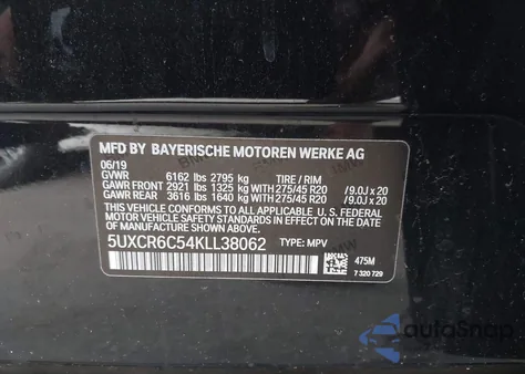 2019 BMW X5 xDrive40I from USA, damaged, VIN 5UXCR6C54KLL38062